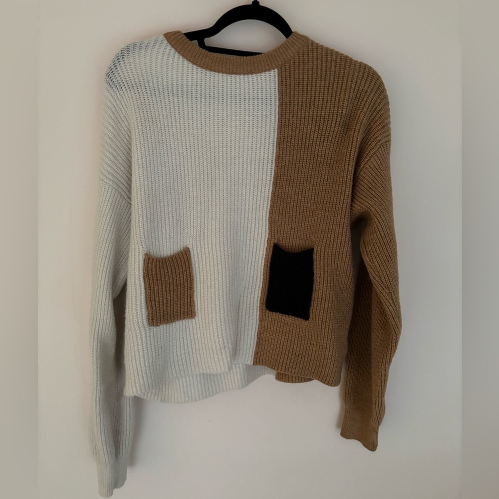 SHEIN Two-Tone Sweater with Pockets